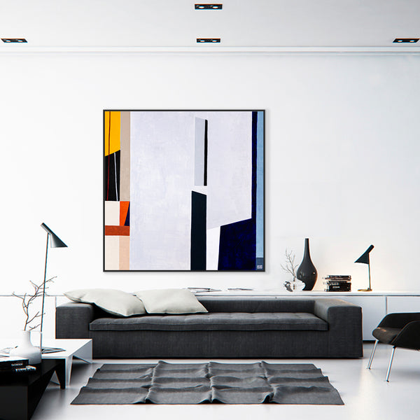 Original Large Abstract Paintings in Acrylic, Geometric Minimalist Contemporary Modern Canvas Wall Art | Komp