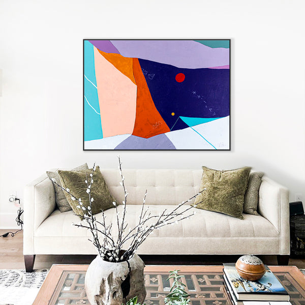 Large Original Abstract Painting in Acrylic, Symbolic Expression Large Colorful Modern Canvas Wall Art | Kusnoci