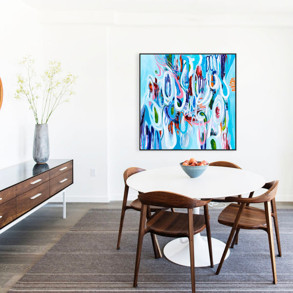 Vivid Depiction of Ebb and Flow in Original Contemporary Abstract Modern Painting | Kyma (48"x48")