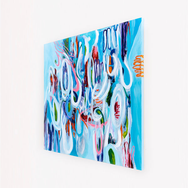 Vivid Depiction of Ebb and Flow in Original Contemporary Abstract Modern Painting | Kyma (48"x48")