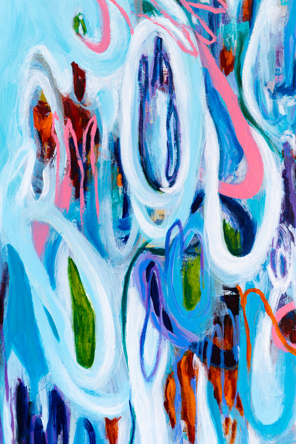 Vivid Depiction of Ebb and Flow in Original Contemporary Abstract Modern Painting | Kyma (48"x48")