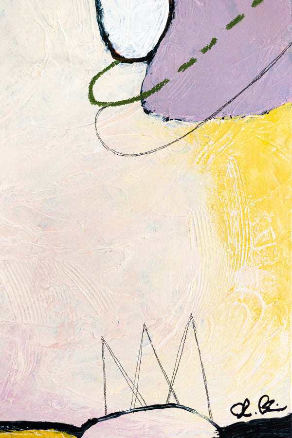 Large Original Abstract Bright Painting with Soft Curves, Playful and Soft Feeling Modern Canvas Wall Art | Lage