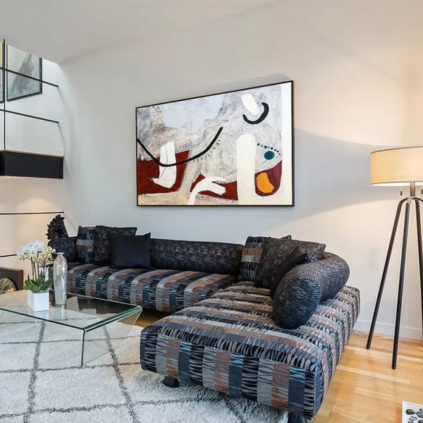 Playful Abstract Original Acrylic Painting Infused with Bright Imagery, Modern Canvas Wall Art | Lean on by chance