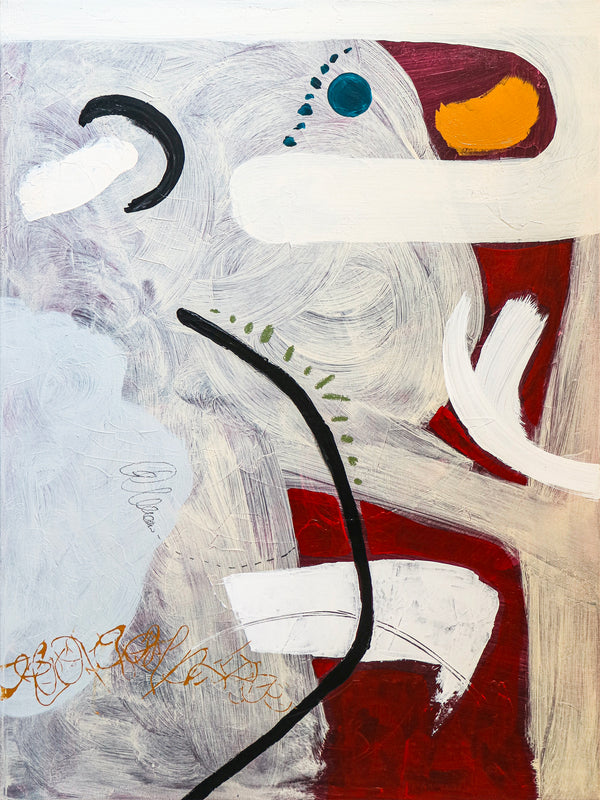 Playful Abstract Original Acrylic Painting Infused with Bright Imagery, Modern Canvas Wall Art | Lean on by chance