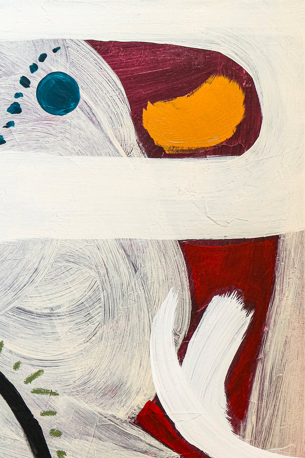 Playful Abstract Original Acrylic Painting Infused with Bright Imagery, Modern Canvas Wall Art | Lean on by chance