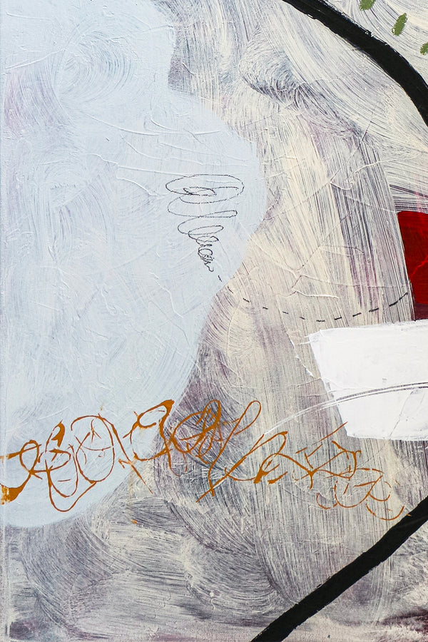 Playful Abstract Original Acrylic Painting Infused with Bright Imagery, Modern Canvas Wall Art | Lean on by chance