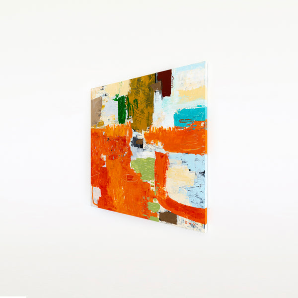 Large Modern Contemporary Original Abstract Painting, Orange Acrylic & Mixed Media | Leporem (48"x48")