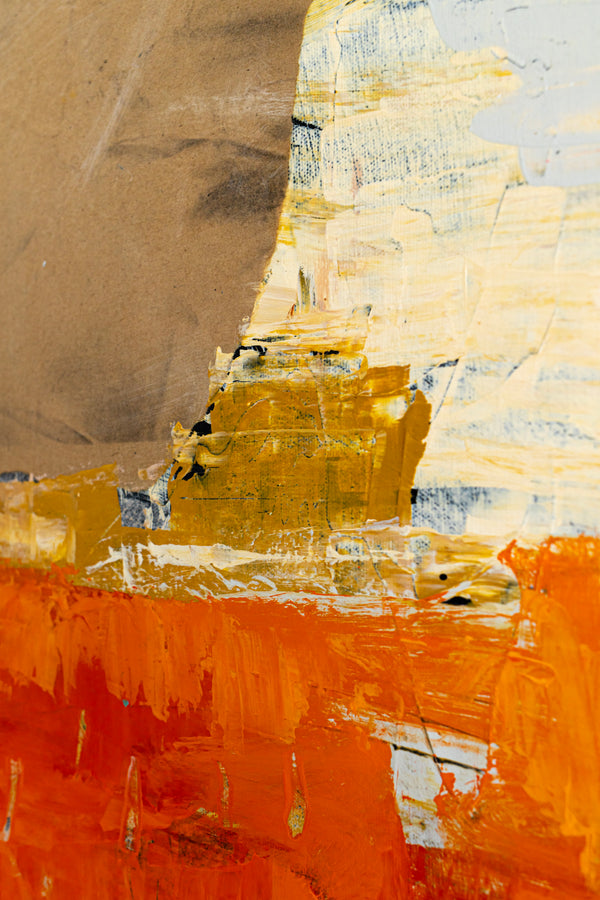 Large Modern Contemporary Original Abstract Painting, Orange Acrylic & Mixed Media | Leporem (48"x48")