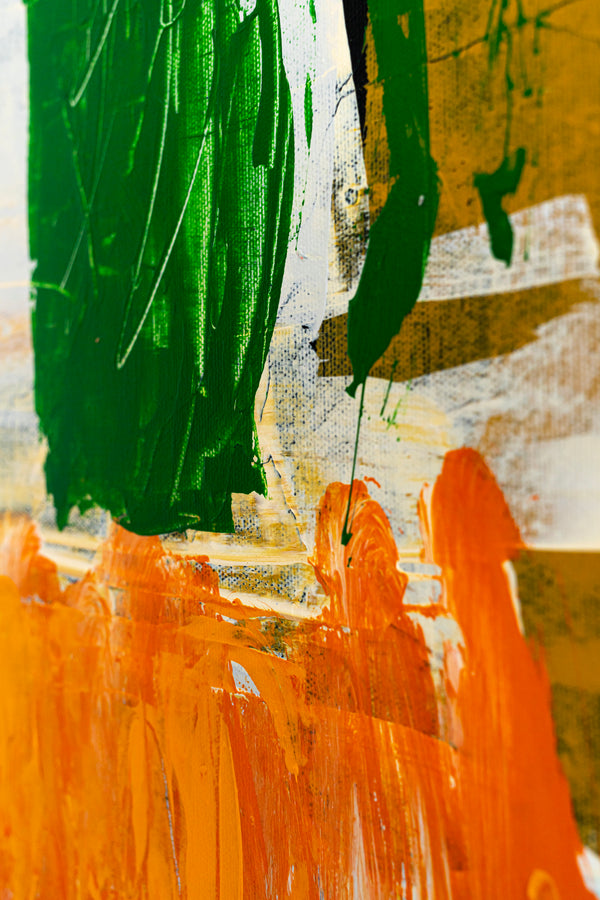 Large Modern Contemporary Original Abstract Painting, Orange Acrylic & Mixed Media | Leporem (48"x48")