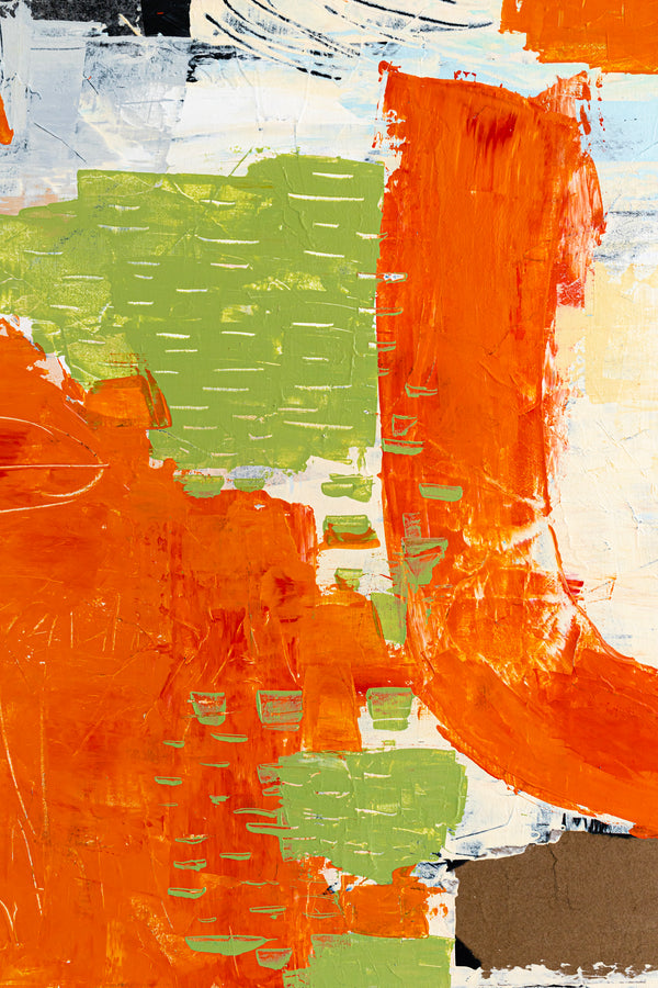 Large Modern Contemporary Original Abstract Painting, Orange Acrylic & Mixed Media | Leporem (48"x48")