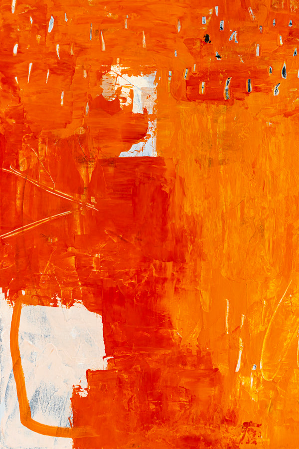 Large Modern Contemporary Original Abstract Painting, Orange Acrylic & Mixed Media | Leporem (48"x48")