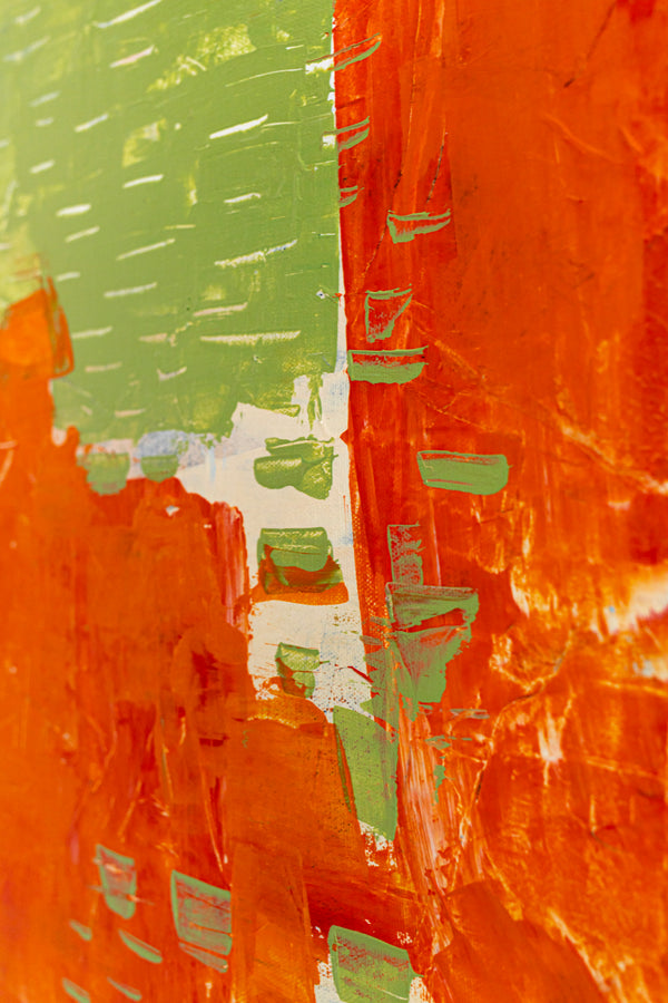Large Modern Contemporary Original Abstract Painting, Orange Acrylic & Mixed Media | Leporem (48"x48")