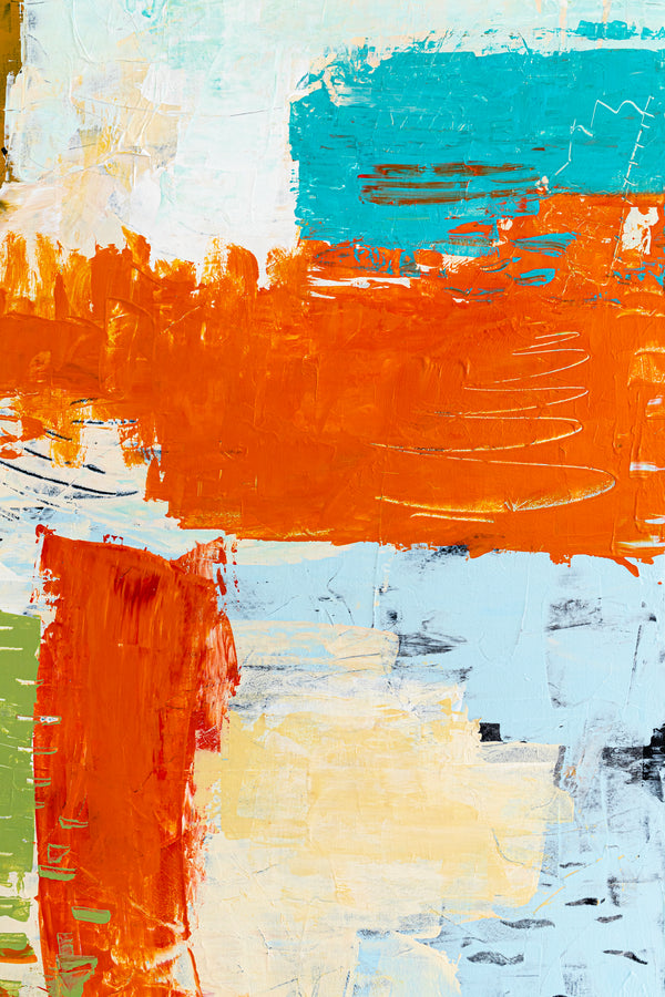 Large Modern Contemporary Original Abstract Painting, Orange Acrylic & Mixed Media | Leporem (48"x48")