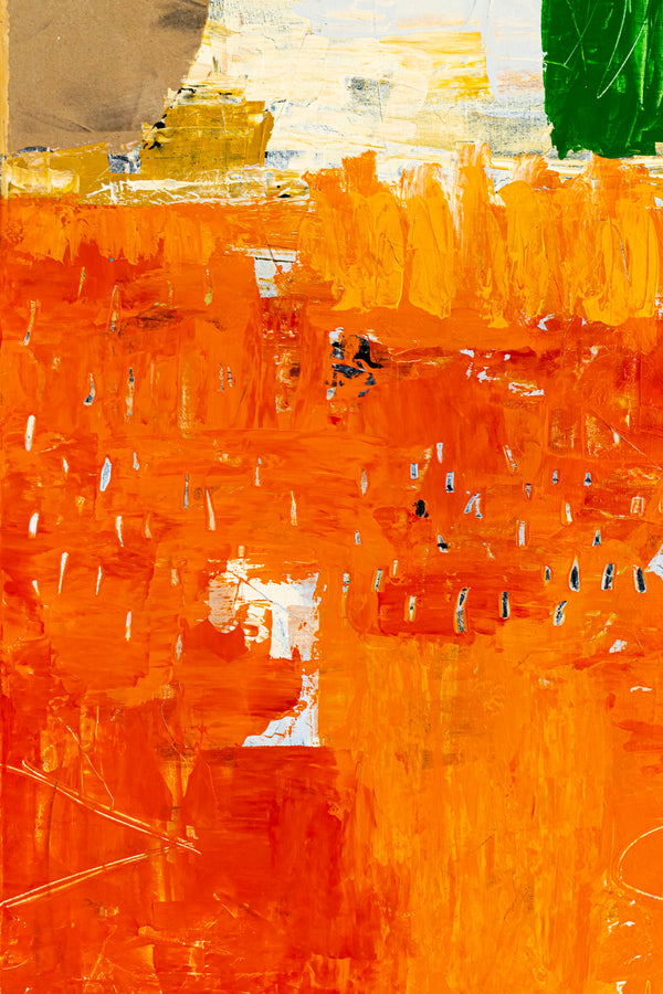 Large Modern Contemporary Original Abstract Painting, Orange Acrylic & Mixed Media | Leporem (48"x48")