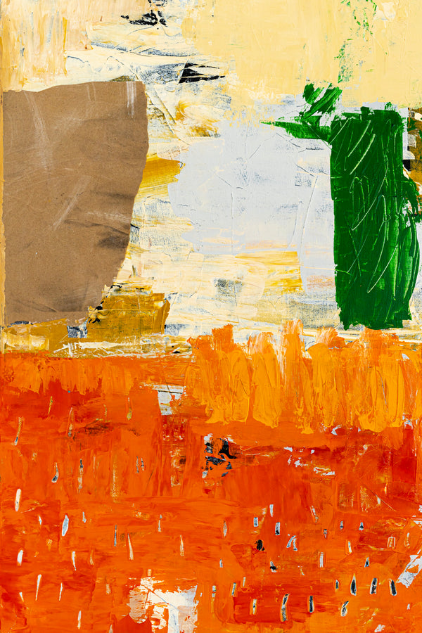 Large Modern Contemporary Original Abstract Painting, Orange Acrylic & Mixed Media | Leporem (48"x48")
