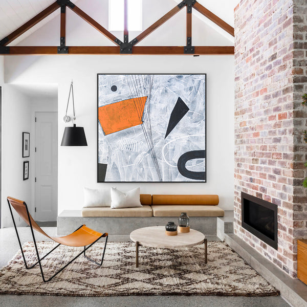 Original Abstract Acrylic Painting with Pictorial Elements, Minimalistic Large Modern Canvas Wall Art | Lethe