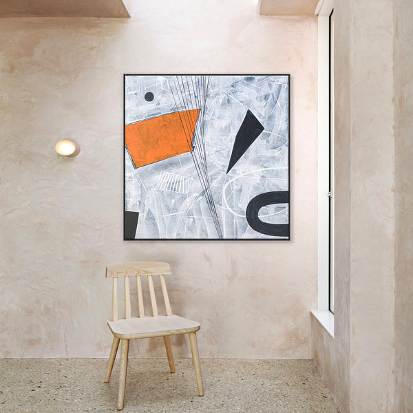 Original Abstract Acrylic Painting with Pictorial Elements, Minimalistic Large Modern Canvas Wall Art | Lethe