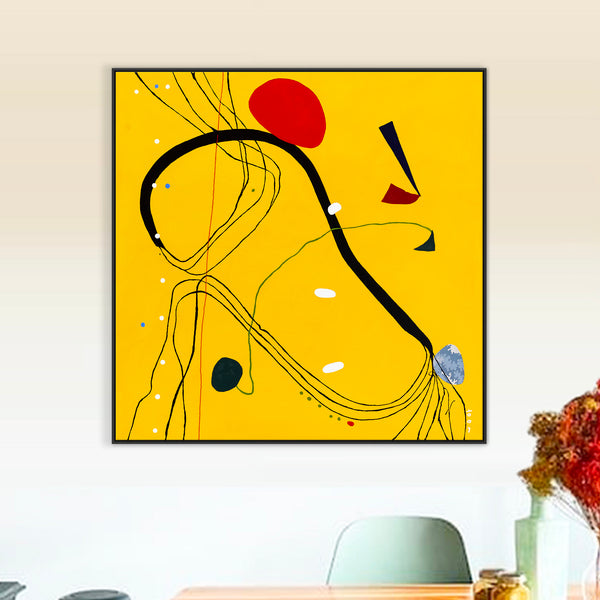 Yellow Canvas of Harmony on Canvas Wall Art, Modern Abstract Original Painting in Oil and Mixed Media | Libera (36"x36")