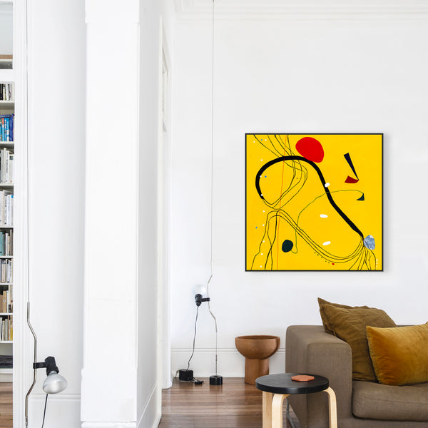 Yellow Canvas of Harmony on Canvas Wall Art, Modern Abstract Original Painting in Oil and Mixed Media | Libera (36"x36")