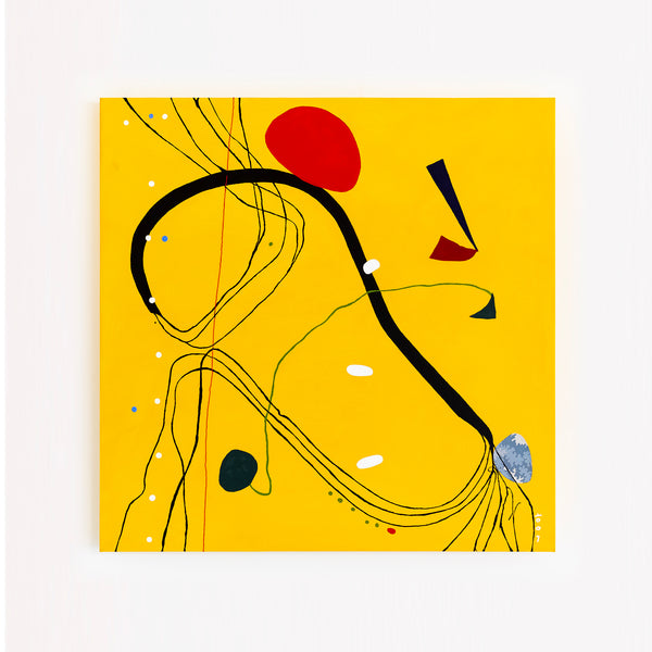 Yellow Canvas of Harmony on Canvas Wall Art, Modern Abstract Original Painting in Oil and Mixed Media | Libera (36"x36")