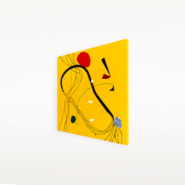 Yellow Canvas of Harmony on Canvas Wall Art, Modern Abstract Original Painting in Oil and Mixed Media | Libera (36"x36")