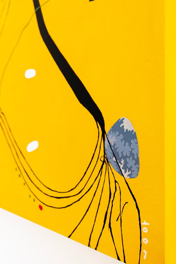 Yellow Canvas of Harmony on Canvas Wall Art, Modern Abstract Original Painting in Oil and Mixed Media | Libera (36"x36")