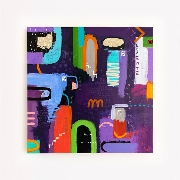 Lively and Playful Abstract Painting Original, Purple and Turquoise Theme Modern Canvas Wall Art | Lila Traum (40"x40")