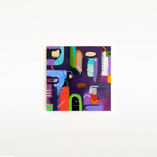 Lively and Playful Abstract Painting Original, Purple and Turquoise Theme Modern Canvas Wall Art | Lila Traum (40"x40")