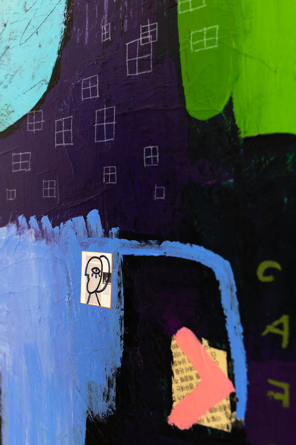 Lively and Playful Abstract Painting Original, Purple and Turquoise Theme Modern Canvas Wall Art | Lila Traum (40"x40")