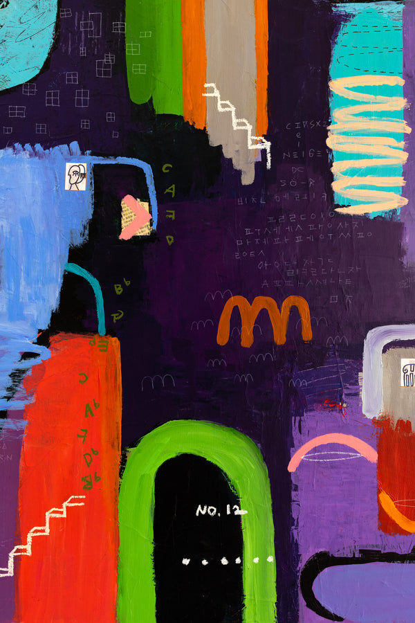 Lively and Playful Abstract Painting Original, Purple and Turquoise Theme Modern Canvas Wall Art | Lila Traum (40"x40")