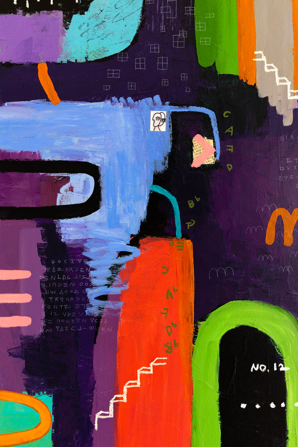 Lively and Playful Abstract Painting Original, Purple and Turquoise Theme Modern Canvas Wall Art | Lila Traum (40"x40")