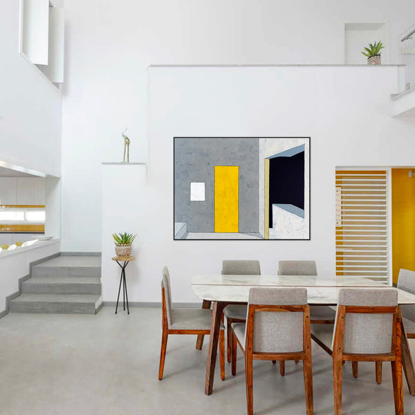 Geometric Minimalist in Abstract Acrylic Painting, Contemporary Simple Original Modern Canvas Wall Art | Limina