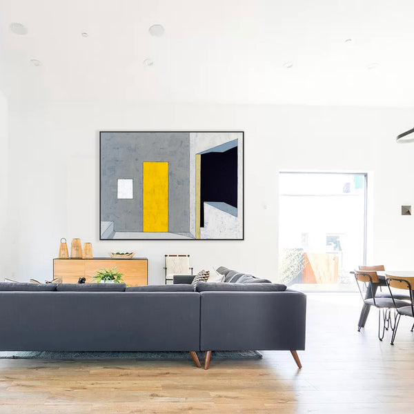 Geometric Minimalist in Abstract Acrylic Painting, Contemporary Simple Original Modern Canvas Wall Art | Limina