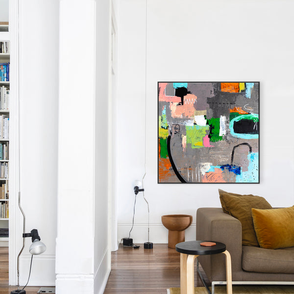 Creative Abstract Colorful Painting, A Bold Contemporary Expressionism Wall Art | Belle II (48"x48")