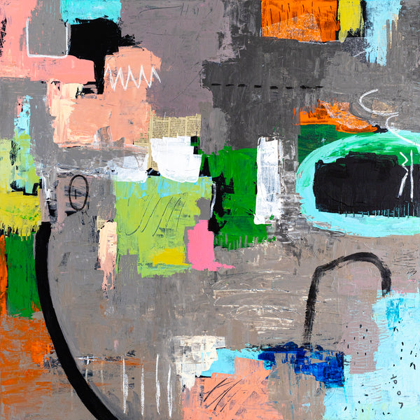 Creative Abstract Colorful Painting, A Bold Contemporary Expressionism Wall Art | Belle II (48"x48")