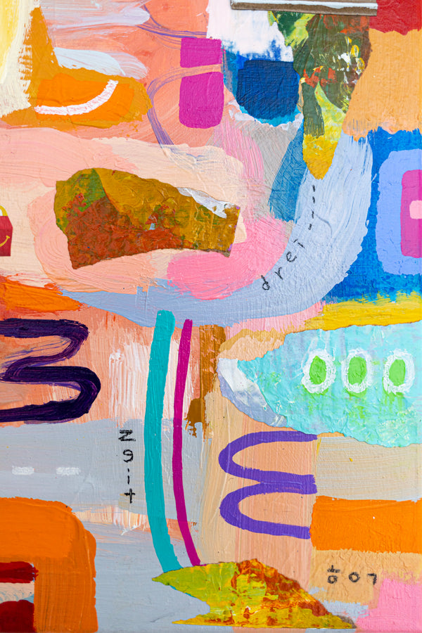 Abstract Painting – Original Wall Art – Acrylic Oil Painting & Mixed Media on Canvas – Modern Playful Bright – "Ludus I" – 16"x16" (40x40cm)