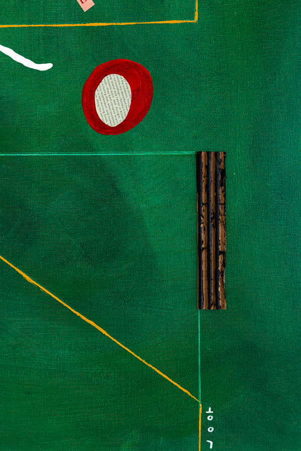 Acrylic & Oil in Green Abstract Original Painting, Modern Canvas Wall Art with Minimal Objects | Lusio (30"x40")