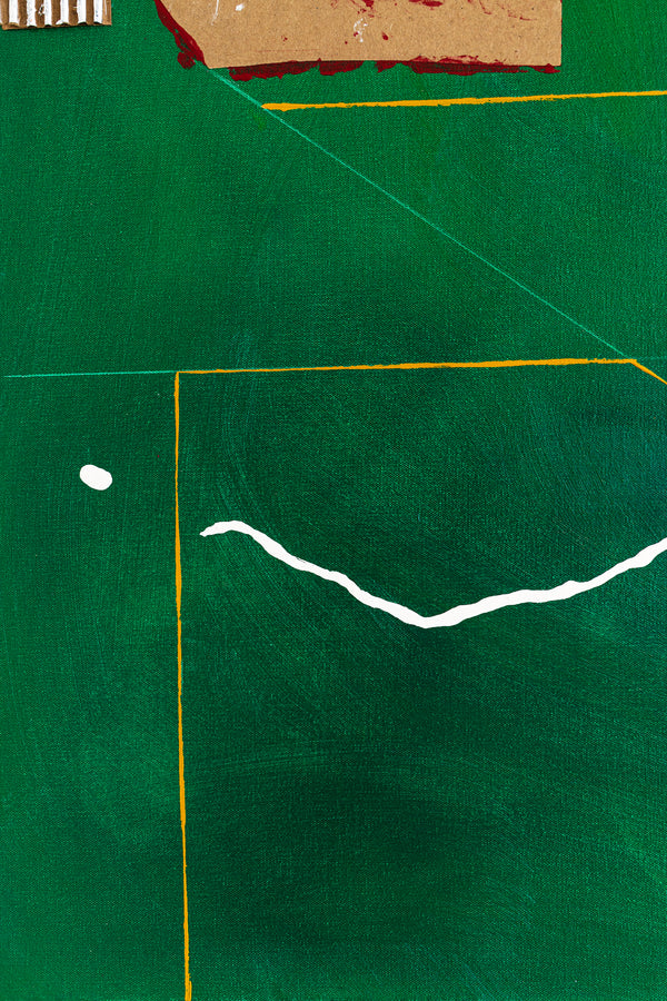 Acrylic & Oil in Green Abstract Original Painting, Modern Canvas Wall Art with Minimal Objects | Lusio (30"x40")