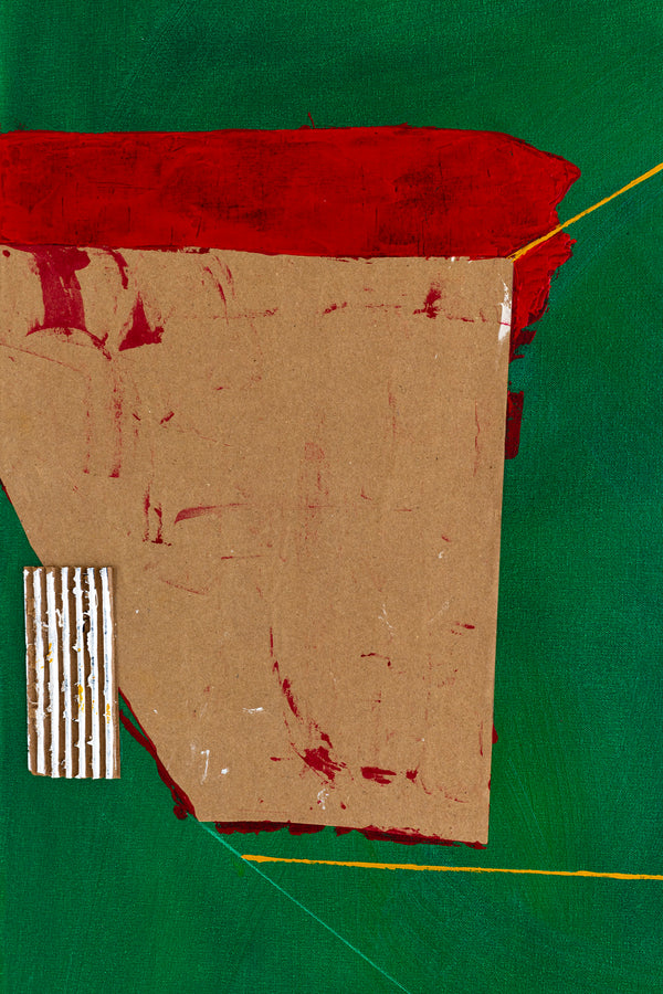 Acrylic & Oil in Green Abstract Original Painting, Modern Canvas Wall Art with Minimal Objects | Lusio (30"x40")