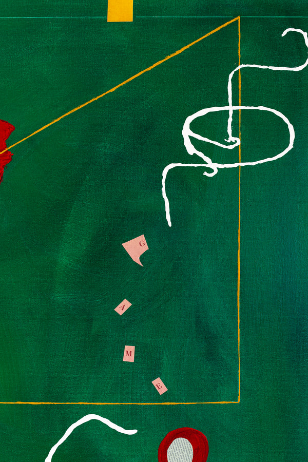 Acrylic & Oil in Green Abstract Original Painting, Modern Canvas Wall Art with Minimal Objects | Lusio (30"x40")