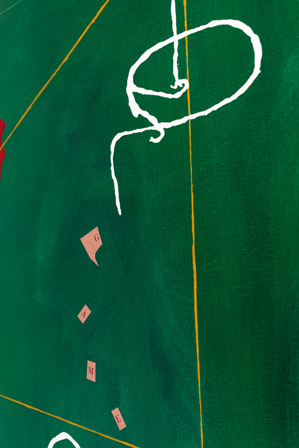 Acrylic & Oil in Green Abstract Original Painting, Modern Canvas Wall Art with Minimal Objects | Lusio (30"x40")