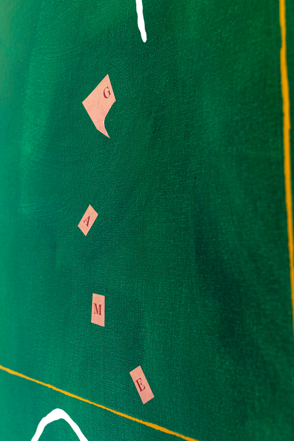 Acrylic & Oil in Green Abstract Original Painting, Modern Canvas Wall Art with Minimal Objects | Lusio (30"x40")