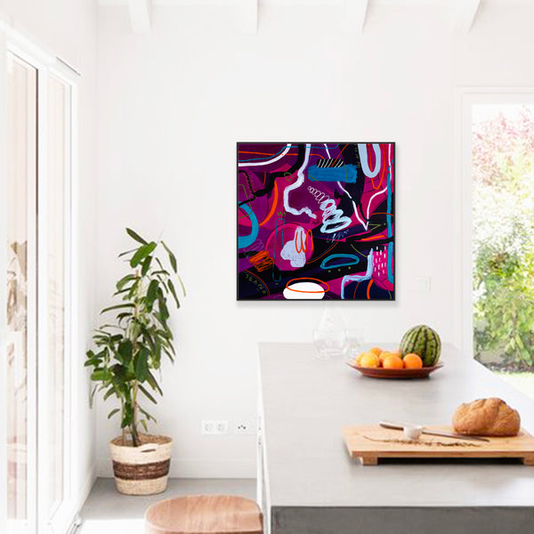 Original Abstract Colorful Painting Unique Modern Canvas Wall Art | Magenta Pop (36"x36")