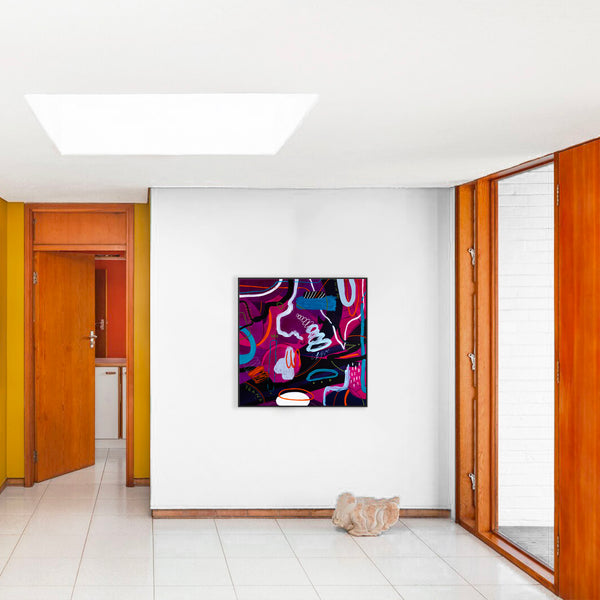 Original Abstract Colorful Painting Unique Modern Canvas Wall Art | Magenta Pop (36"x36")
