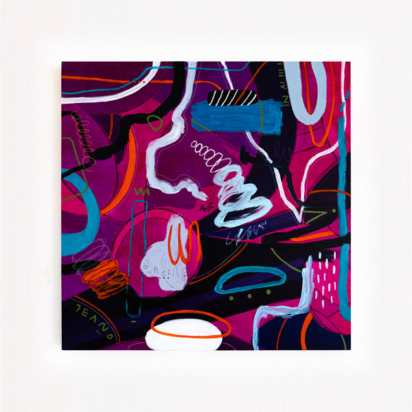 Original Abstract Colorful Painting Unique Modern Canvas Wall Art | Magenta Pop (36"x36")