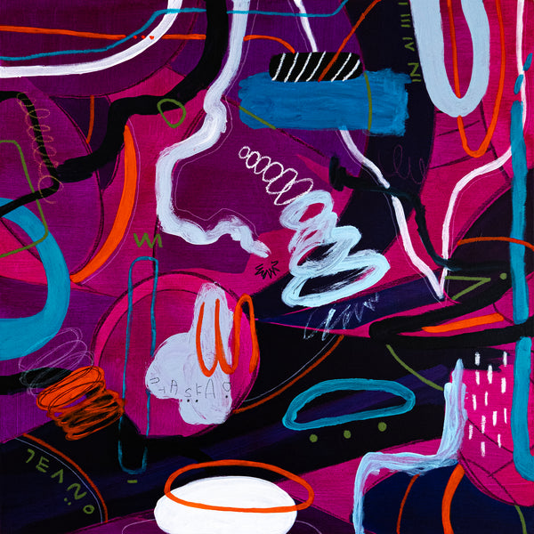 Original Abstract Colorful Painting Unique Modern Canvas Wall Art | Magenta Pop (36"x36")