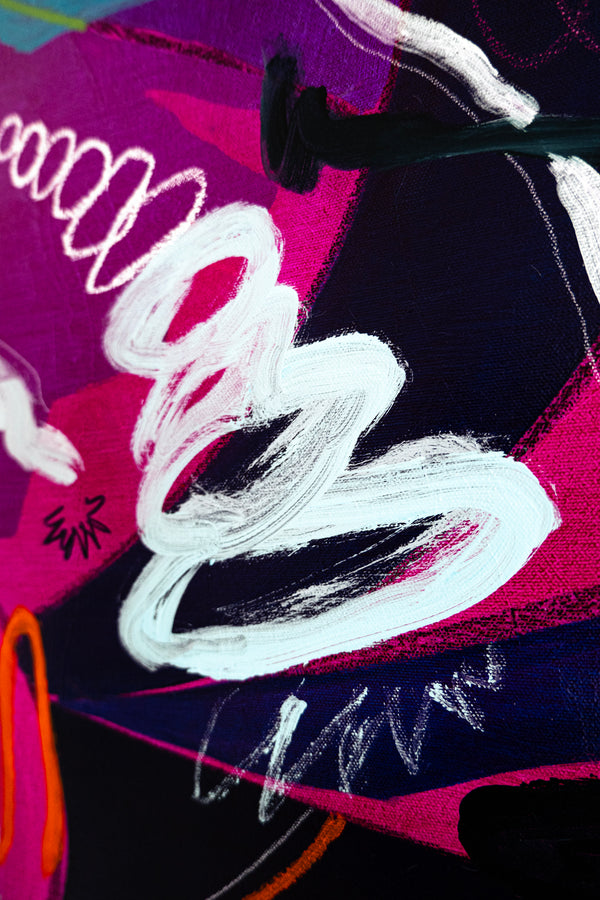 Original Abstract Colorful Painting Unique Modern Canvas Wall Art | Magenta Pop (36"x36")