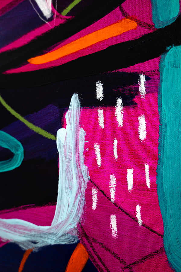 Original Abstract Colorful Painting Unique Modern Canvas Wall Art | Magenta Pop (36"x36")