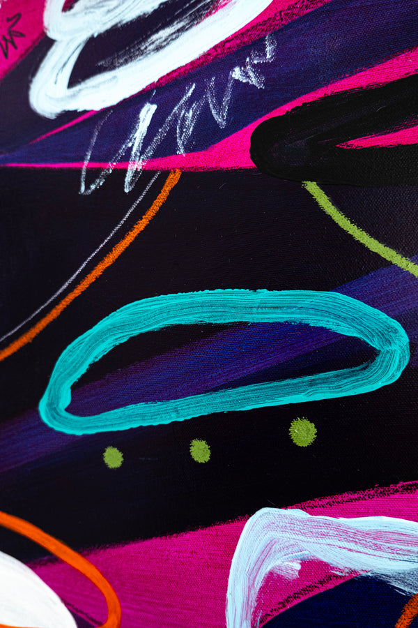 Original Abstract Colorful Painting Unique Modern Canvas Wall Art | Magenta Pop (36"x36")