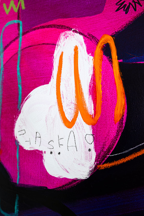 Original Abstract Colorful Painting Unique Modern Canvas Wall Art | Magenta Pop (36"x36")